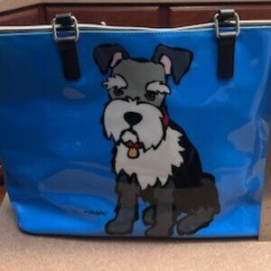 Marc Tetro Schnauzer Dog Patient Leather Blue Tote Bag
